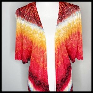 Chico's Multicolored Cardigan Short Sleeve Sweater